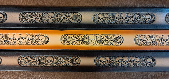Embossed Leather Belt 1 1/2" Skulls 4 - 2 TC