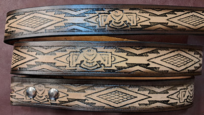 Embossed Leather Belt 1 1/2" South Western 2 - 2 TC