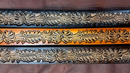 Embossed Leather Belt 1 1/2" Western Floral - 2TC