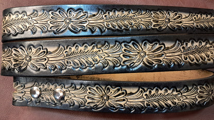 Embossed Leather Belt 1 1/2" Western Floral - 2TC