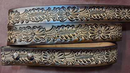 Embossed Leather Belt 1 1/2" Western Floral - 2TC