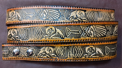 Embossed Leather Belt 1 1/2" Wide South Western 2 TC