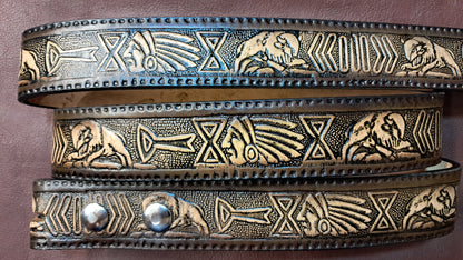 Embossed Leather Belt 1 1/2" Wide South Western 2 TC