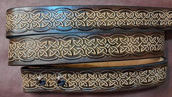 Embossed Leather Belt 1 1/2" Celtic 2 - 2 TC
