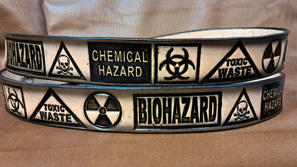 Embossed Leather Belt 1 1/2" Biohazard 2TC