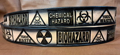 Embossed Leather Belt 1 1/2" Biohazard 2TC