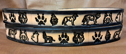 Embossed Leather Belt 1 1/2" Wide Wildlife Wolf 2 TC