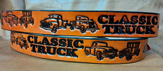 Embossed Leather Belt 1 1/2" Classic Truck