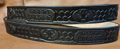 Embossed Leather Belt 1 1/2" Deer Hunter