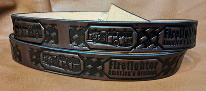 Embossed Leather Belt 1 1/2" Firefighter