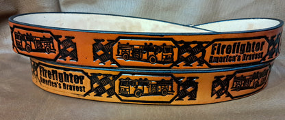 Embossed Leather Belt 1 1/2" Firefighter