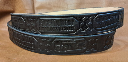 Embossed Leather Belt 1 1/2" Firefighter