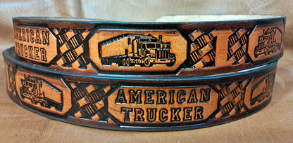 Embossed Leather Belt 1 1/2" American Trucker 2 TC