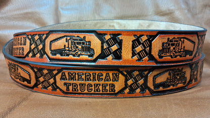 Embossed Leather Belt 1 1/2" American Trucker 2 TC