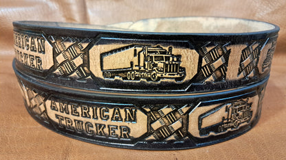 Embossed Leather Belt 1 1/2" American Trucker 2 TC