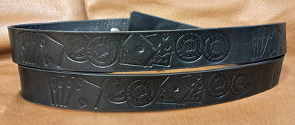 Embossed Leather Belt 1 1/2" Poker