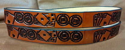Embossed Leather Belt 1 1/2" Poker