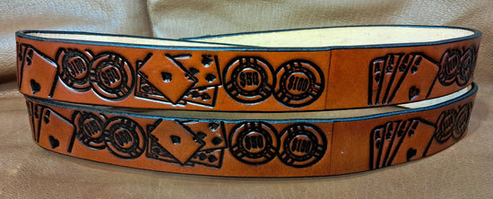 Embossed Leather Belt 1 1/2" Poker