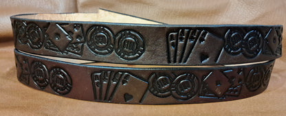 Embossed Leather Belt 1 1/2" Poker