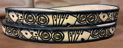 Embossed Leather Belt 1 1/2" Poker 2TC