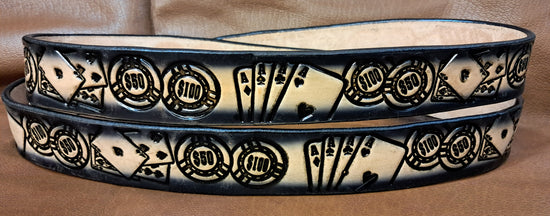 Embossed Leather Belt 1 1/2" Poker 2TC