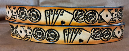 Embossed Leather Belt 1 1/2" Poker 2TC