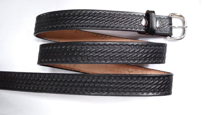Embossed Leather Belt 1 1/2" Basketweave