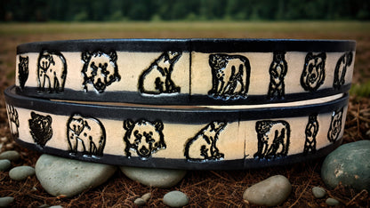 Embossed Leather Belt 1 1/2" Wide Wildlife Bear 2 TC