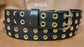 Leather Belt Double Hole With Brass Plate Buckle and Grommets 1 1/2" Wide