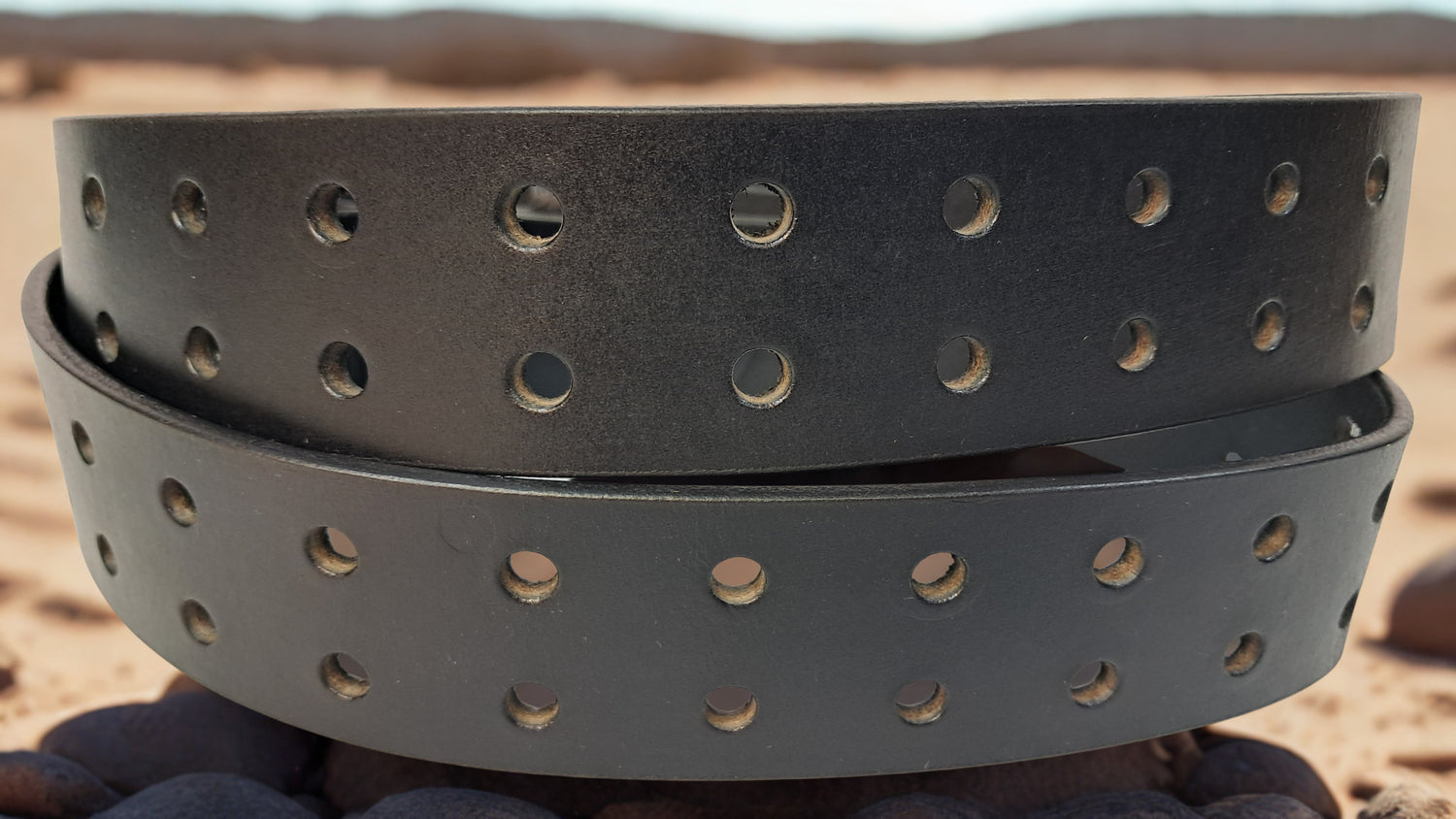 Plain Leather Belt Double Hole 1 1/2" Wide Black Plate Hardware