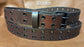 Leather Belt Double Hole Black Plate Buckle and Grommets 1 1/4" Wide