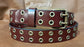 Leather Belt Double Hole With Antique Brass Buckle and Grommets 1 3/4" Wide