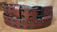 Leather Belt Double Hole Black Plate Buckle and Grommets 1 1/4" Wide