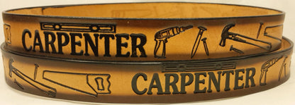 Embossed Leather Belt 1 1/2" Carpenter
