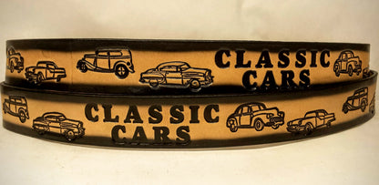 Embossed Leather Belt 1 1/2" Classic Cars 2TC