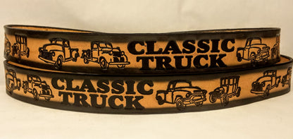 Embossed Leather Belt 1 1/2" Classic Truck