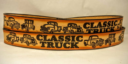 Embossed Leather Belt 1 1/2" Classic Truck