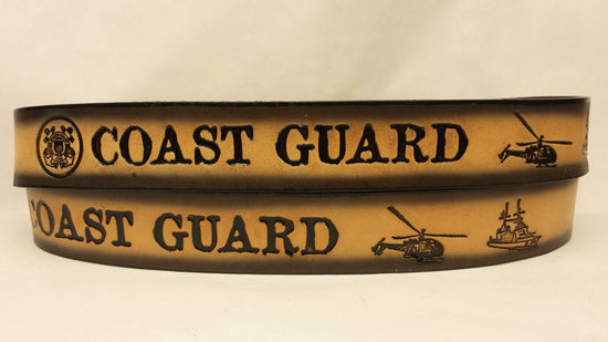 Embossed Leather Belt 1 1/2" Coast Guard