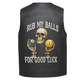 Leather Vest - A skull and skeletal hands holding billiard balls with the text &