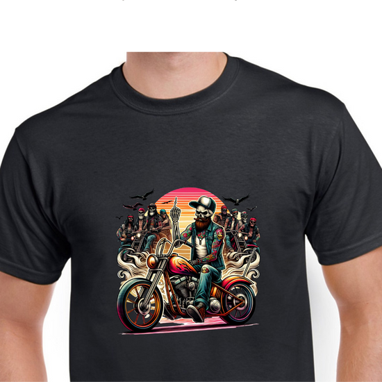 Short Sleeve T-Shirt -Biker Gang Middle Finger