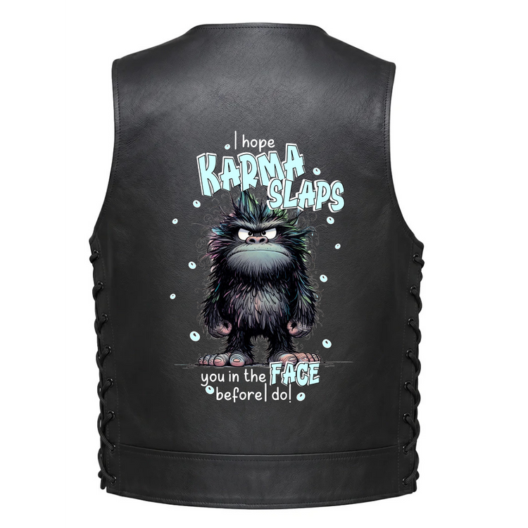 A grumpy cartoon creature with the text &