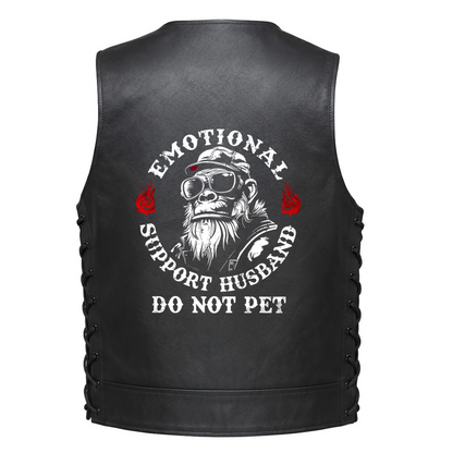 Leather Vest - Emotional Support Husband - Do Not Pet