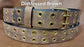 Leather Belt Double Hole With Brass Plate Buckle and Grommets 1 1/2" Wide
