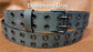 Leather Belt Double Hole With Black Plate Buckle and Grommets 1 1/2" Wide
