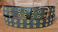 Leather Belt Double Hole With Brass Plate Buckle and Grommets 1 1/2" Wide