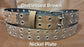 Leather Belt Double Hole With Nickel Plate Buckle and Grommets 1 1/4" Wide