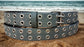 Leather Belt Double Hole With Antique Nickel Buckle and Grommets 1 1/2" Wide