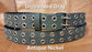 Leather Belt Double Hole With Antique Nickel Buckle and Grommets 1 1/2" Wide