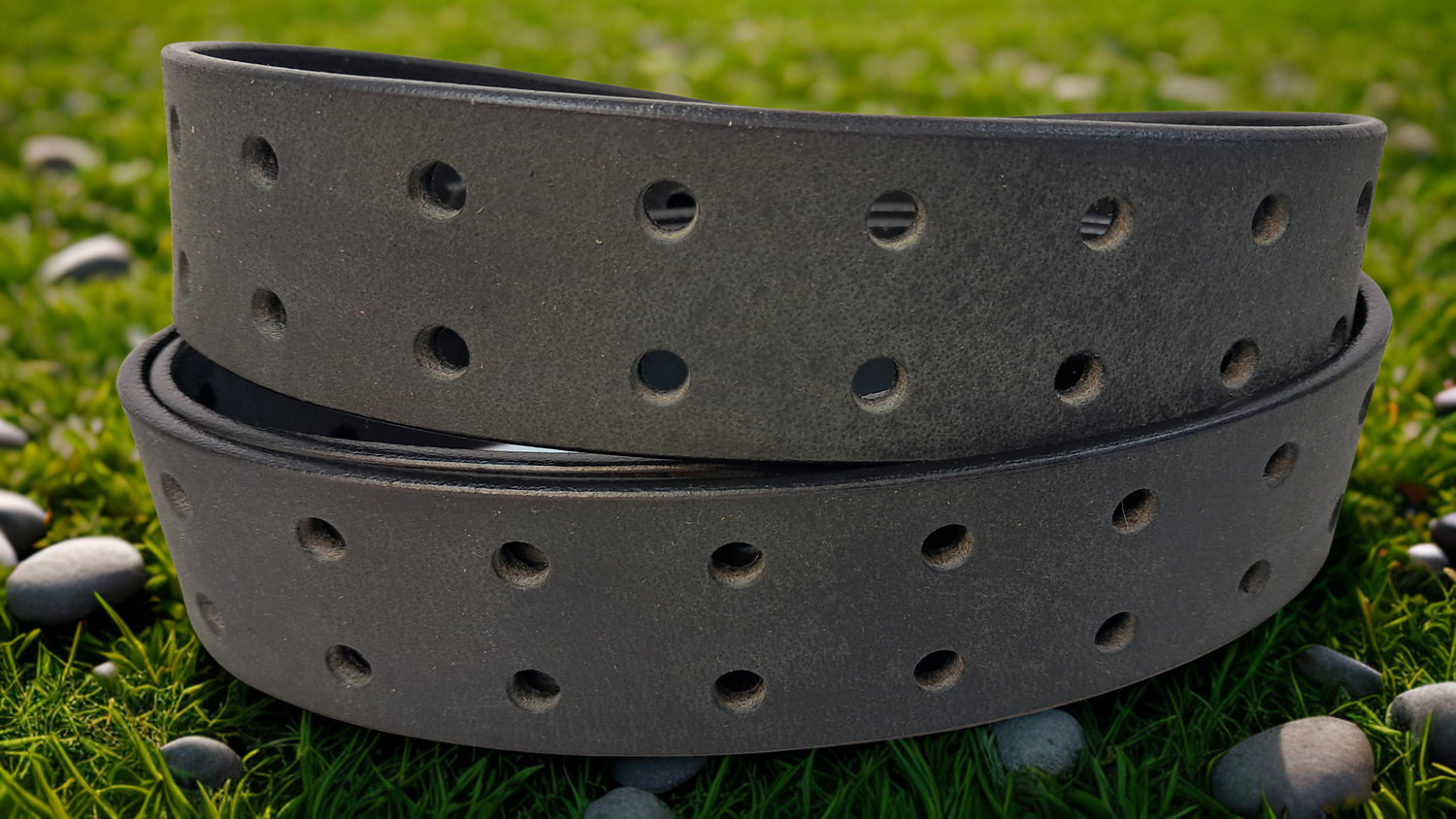 Plain Leather Belt Double Hole 1 1/2" Wide Black Plate Hardware