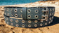 Leather Belt Double Hole With Nickel Plate Buckle and Grommets 1 1/2" Wide